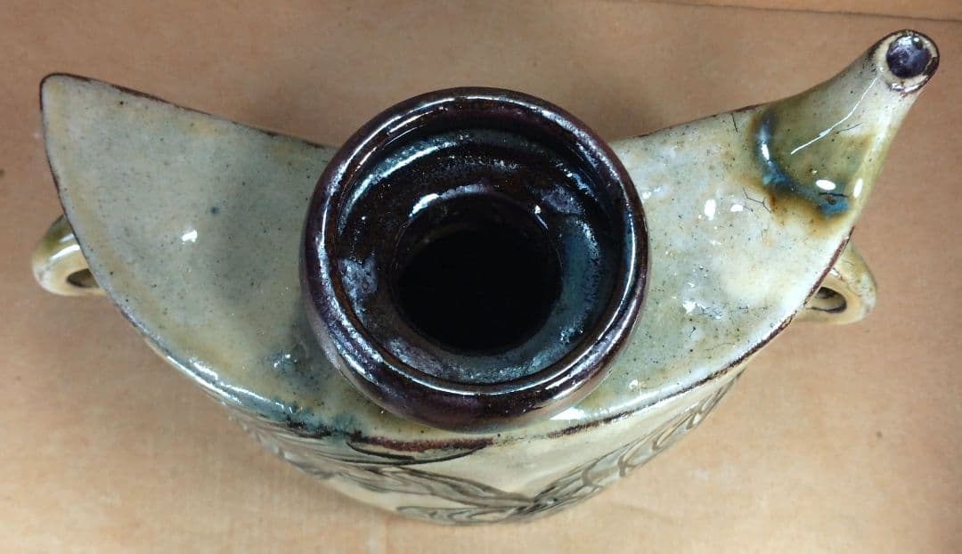 本物保証】金城次郎 魚紋抱瓶 共箱 栞 美品 壷屋焼 人間国宝