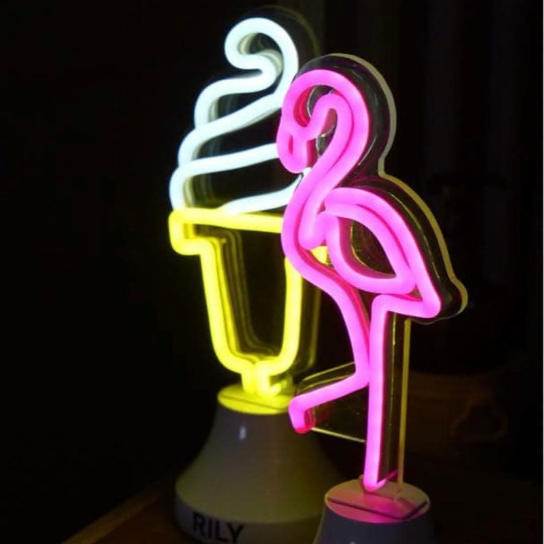 RILY フラミンゴ　ソフトクリーム　ネオンサイン　セット