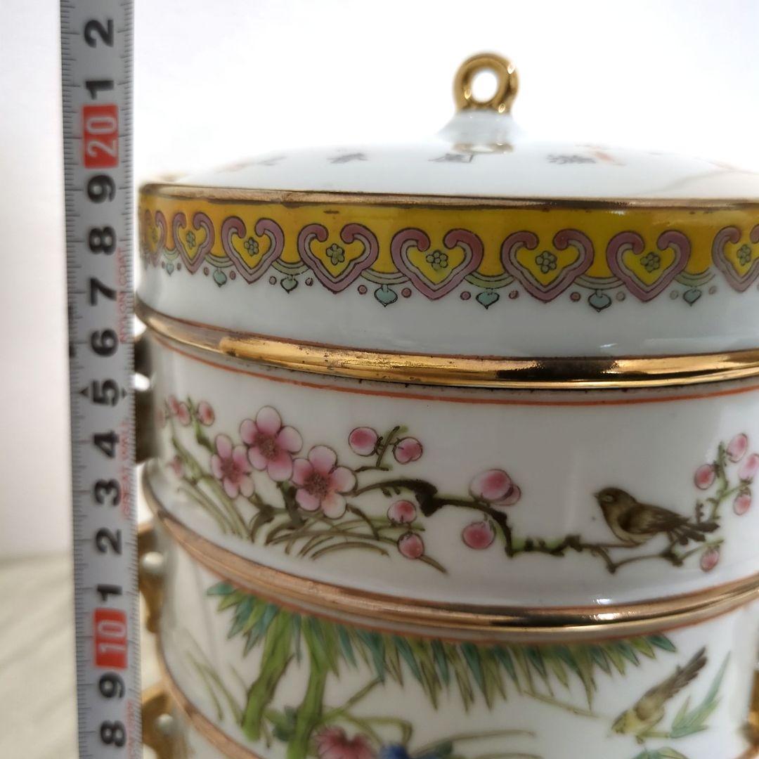 色絵花鳥文四段重 乾隆年製 657