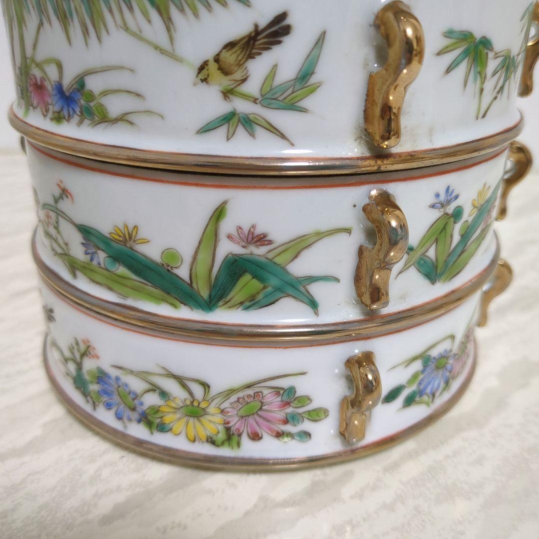 色絵花鳥文四段重 乾隆年製 657