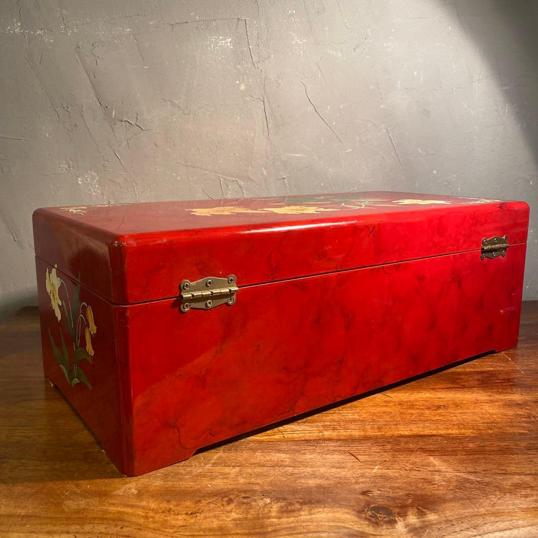 シノワズリ 二段収納箱 花柄 高級品 宝箱 ボックス インテリア