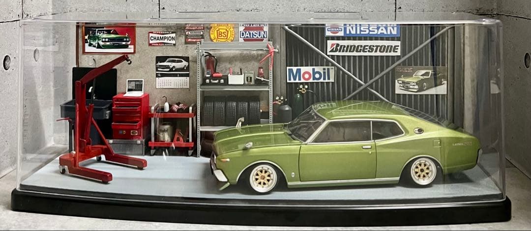 国産名車 1/24 ローレル カスタム ガレージ ジオラマ 旧車 ミニカー