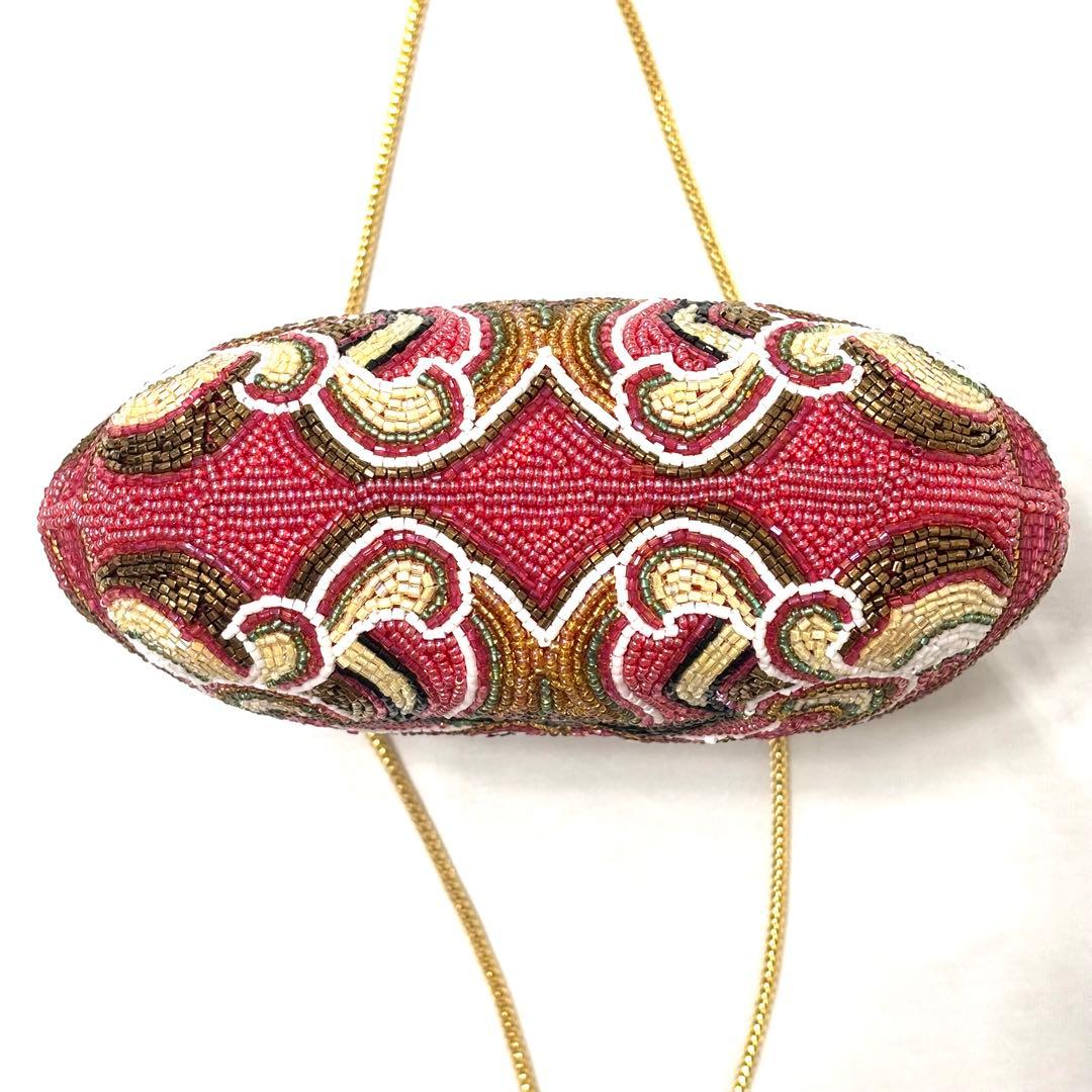 極美品 LUMY ルミー はしもと ビーズ 総ビーズ パーティバッグ 皇室