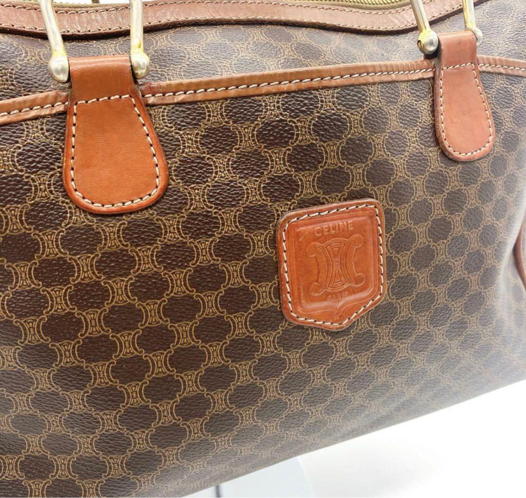 CELINE】ミニボストンバッグ　マカダム柄　ゴールド金具　PVC