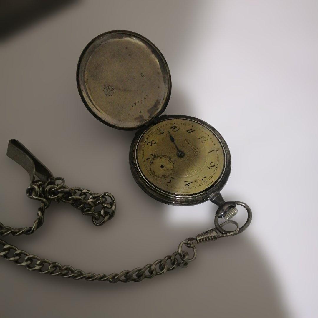 k*3様 懐中時計 アナログ表示 金属チェーン付きビンテージ