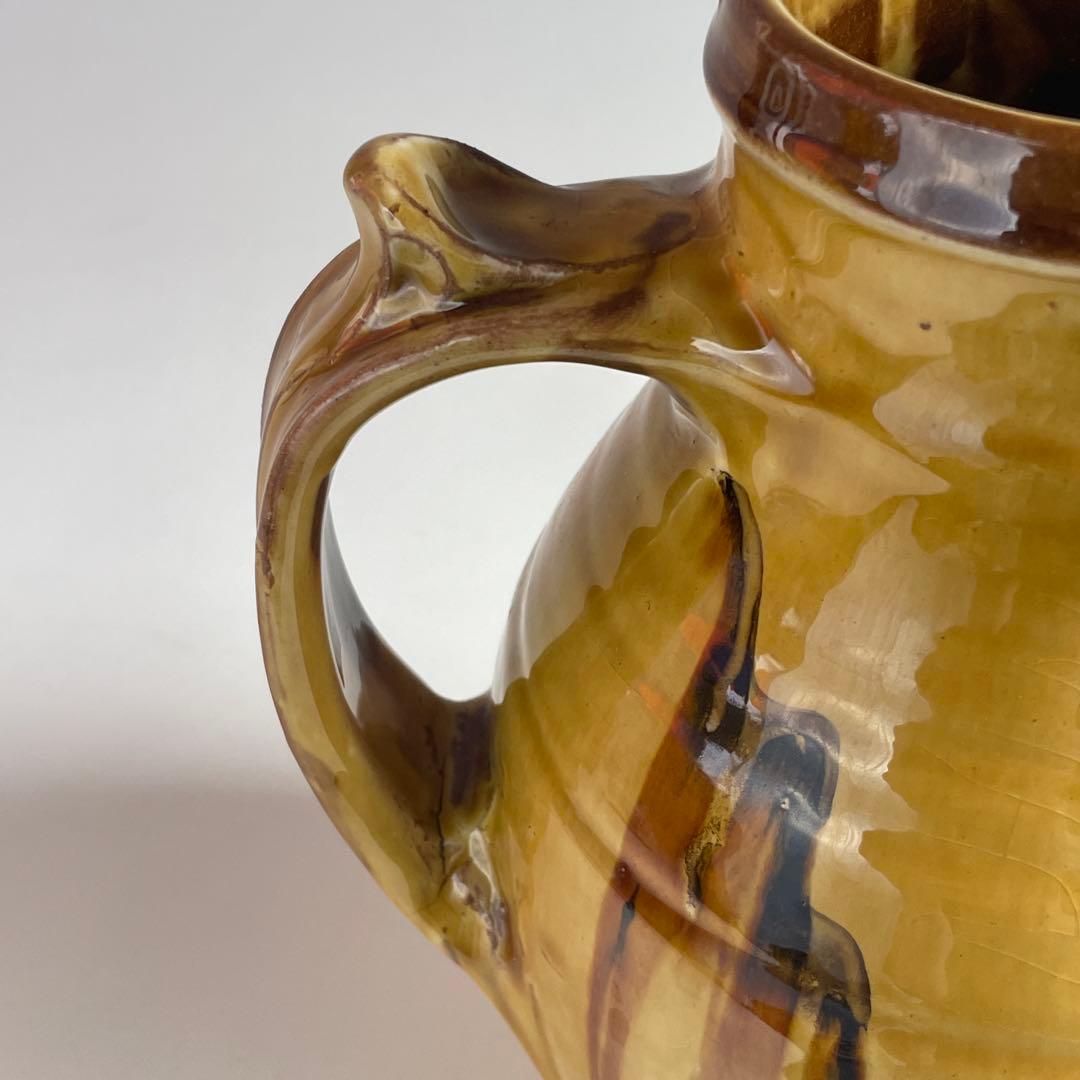 民藝 湯町窯 布志名焼 黄釉 手付水差し ピッチャー