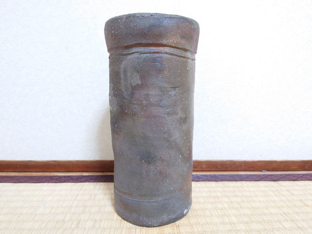 石田陶春 丹波花入【堀内宗完(兼中斎)箱書】共箱 共布 女流陶芸家 茶道具