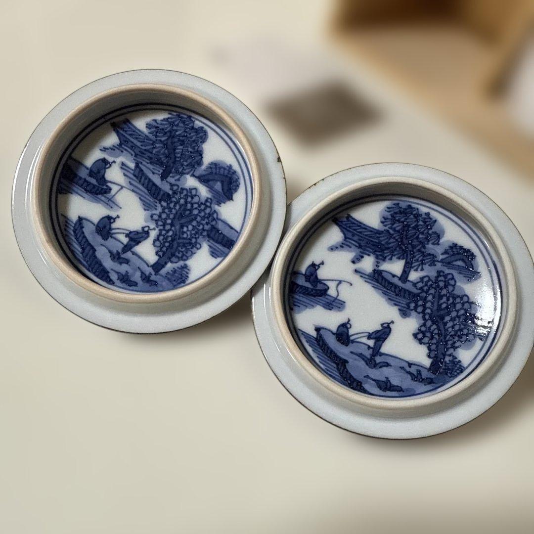 未使用 清水焼 京焼 平安壹楽造 湯呑み 蓋付 5客組 染