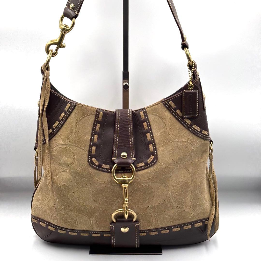希少 y2k COACH コーチ ワンショルダー　レザー スエード　シグネチャー