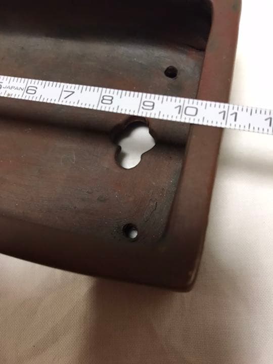 盆栽鉢 時代希少手捻り釘彫山水画常滑名工朱泥ミニ盆栽鉢