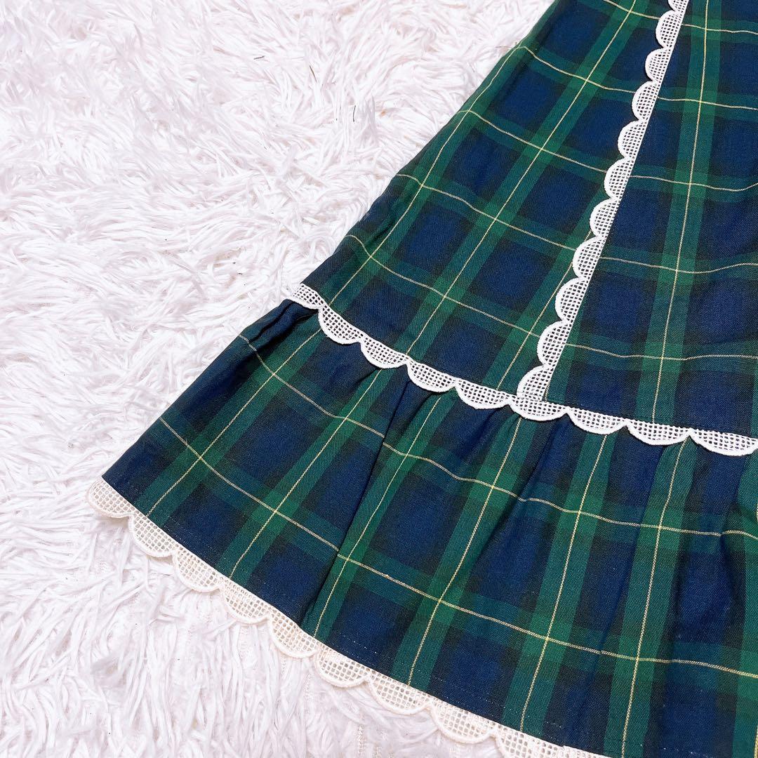 Emily Temple cute チェック フレア スカート 膝丈 レース