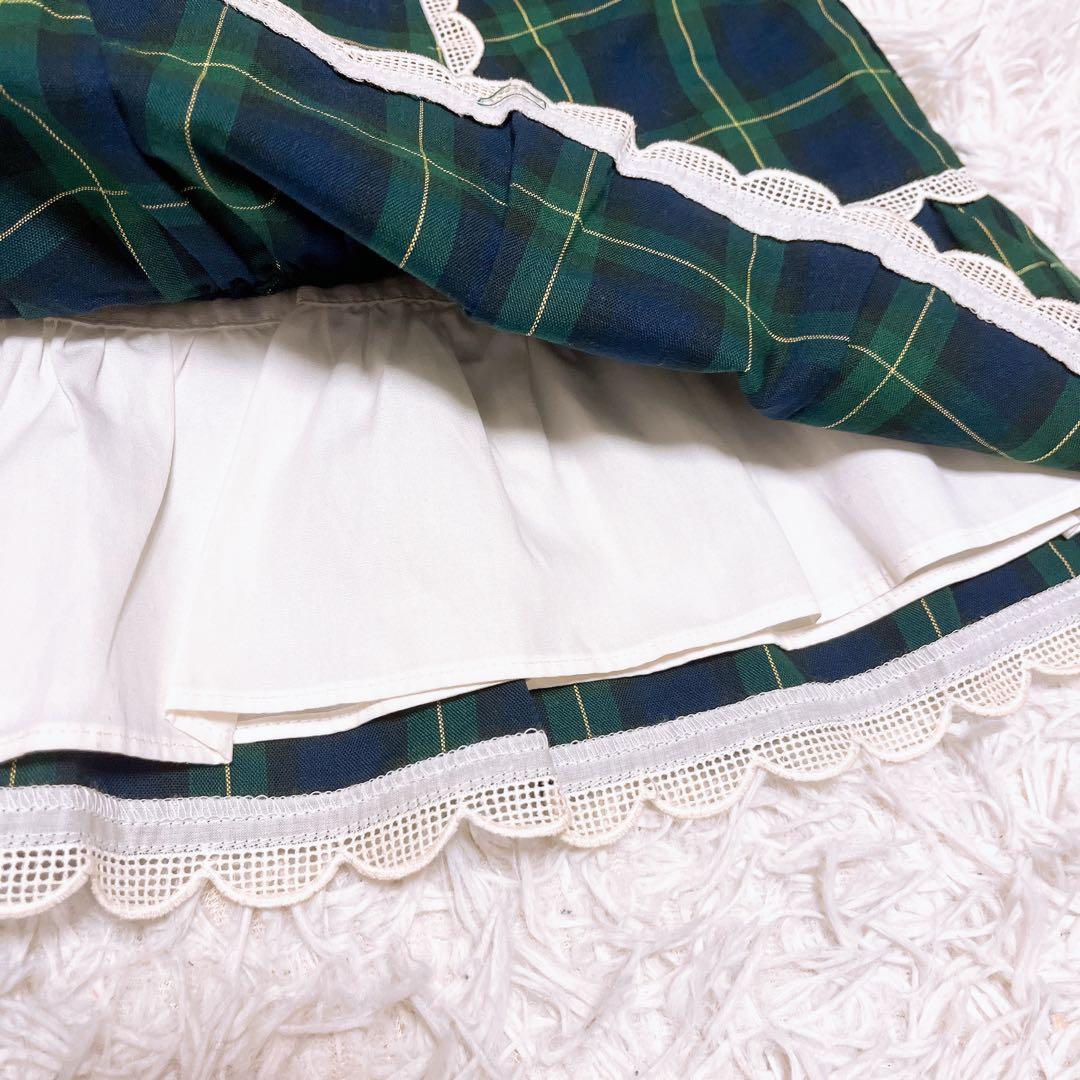 Emily Temple cute チェック フレア スカート 膝丈 レース