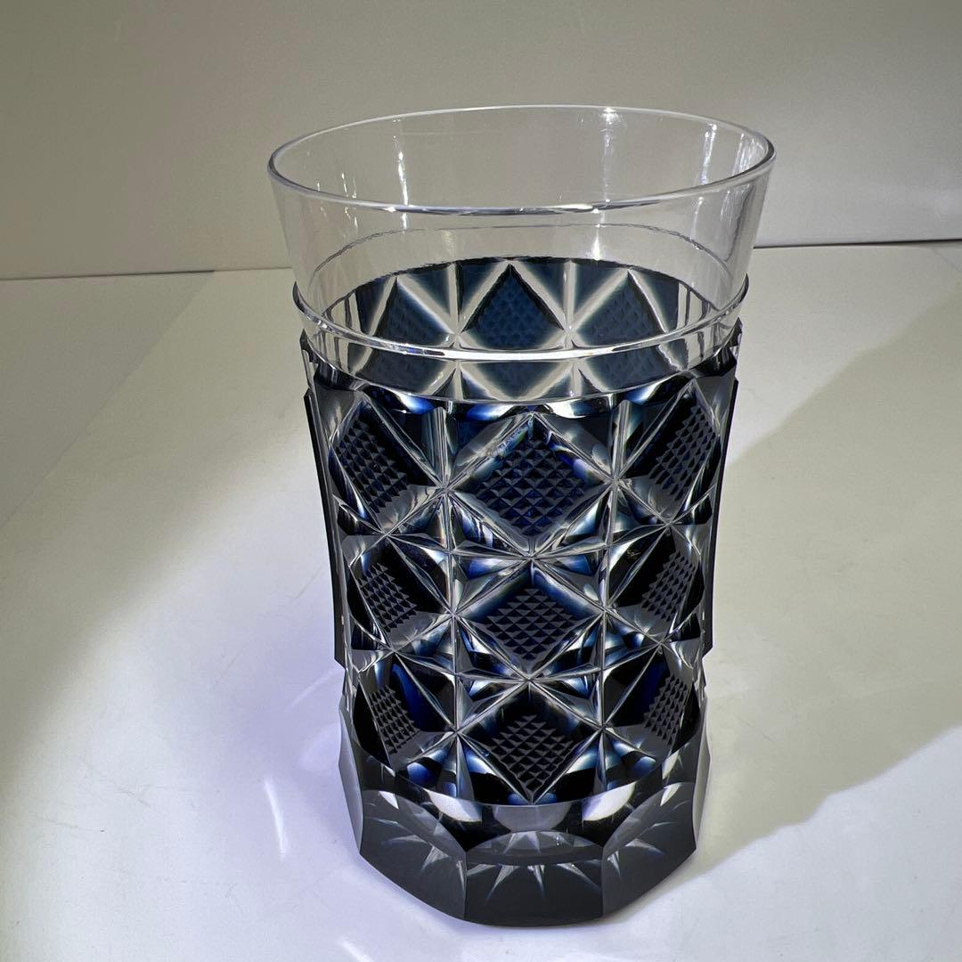 薩摩切子 島津磯斉 色被せ切子ガラス タンブラーB 共箱 東Y7-1205☆