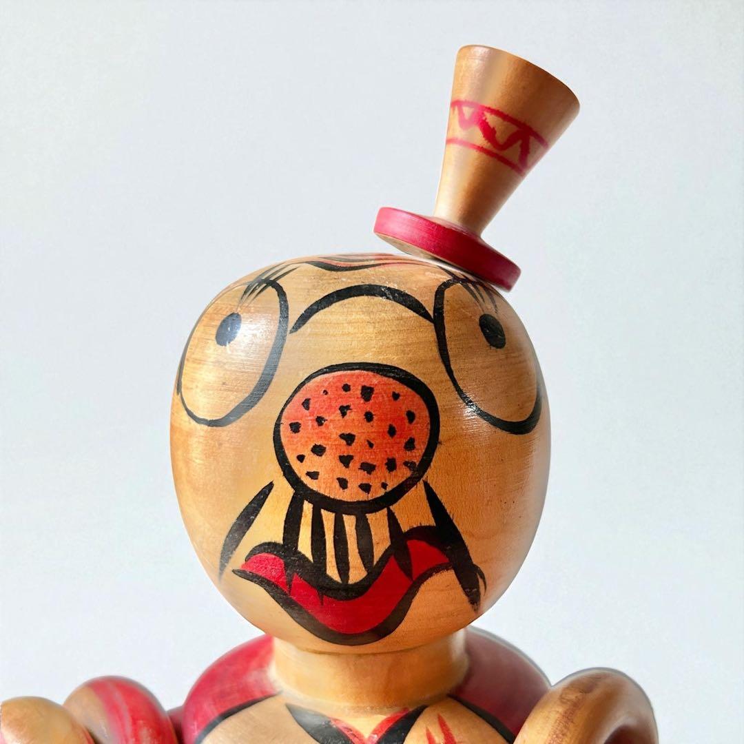 山形県郷土玩具・木地玩具《のんきな父さん》輪投げ・温海（あつみ）こけし 阿部進也