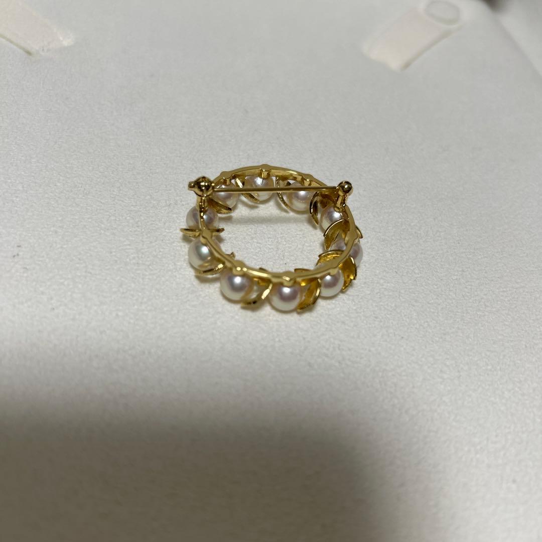 Mikimoto ミキモト真珠 リーフモチーフ 月桂樹ブローチK18