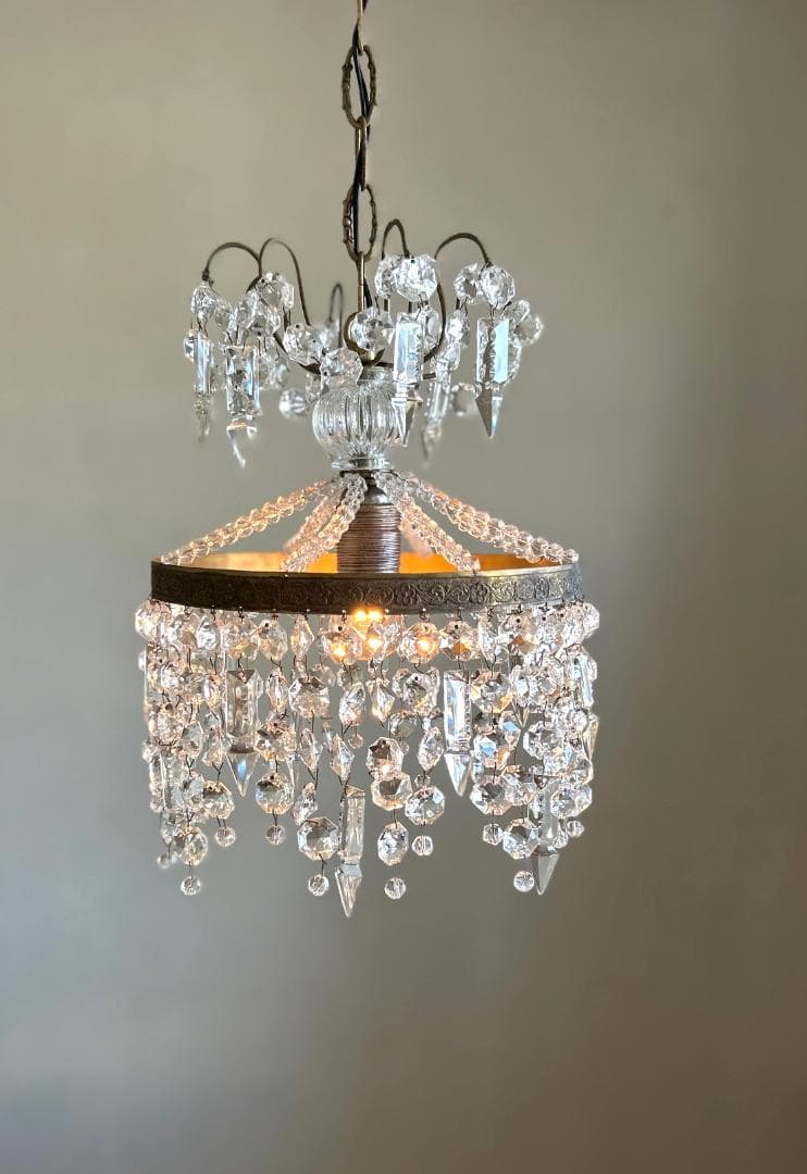 フランスアンティーク シャンデリア ガラスドロップ 照明 ランプ PARIS