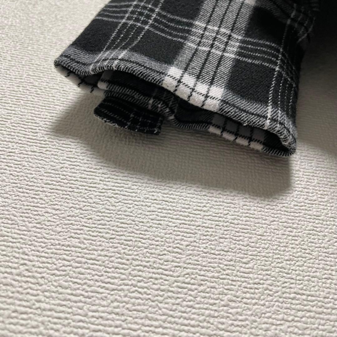 ステルスステラ 異素材ドッキングパーカー チェックシャツ アシンメトリー 黒