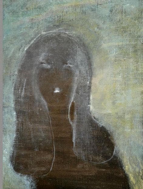 油絵 菅家令子 絵 絵画インテリア額付(青緑＋金色の枠) F4-100512