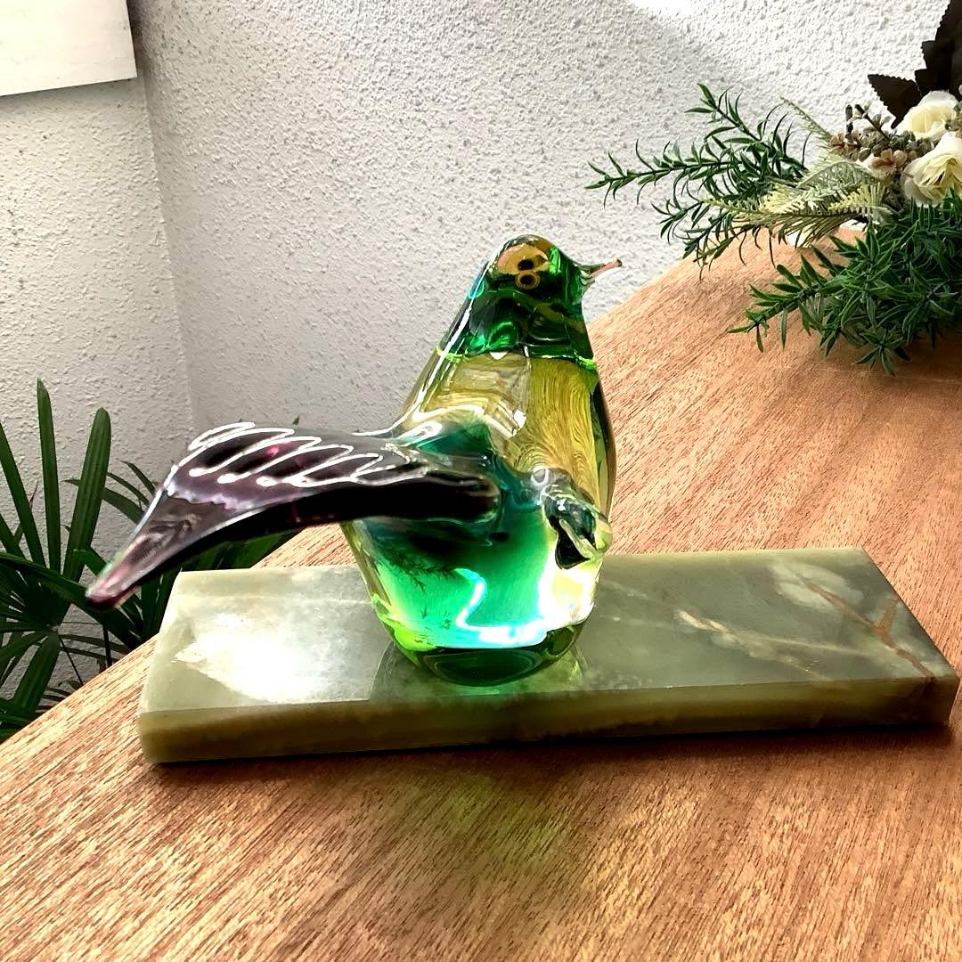 Malti Glass 【Love Birds/ラヴ バード】台座付 ガラス工芸
