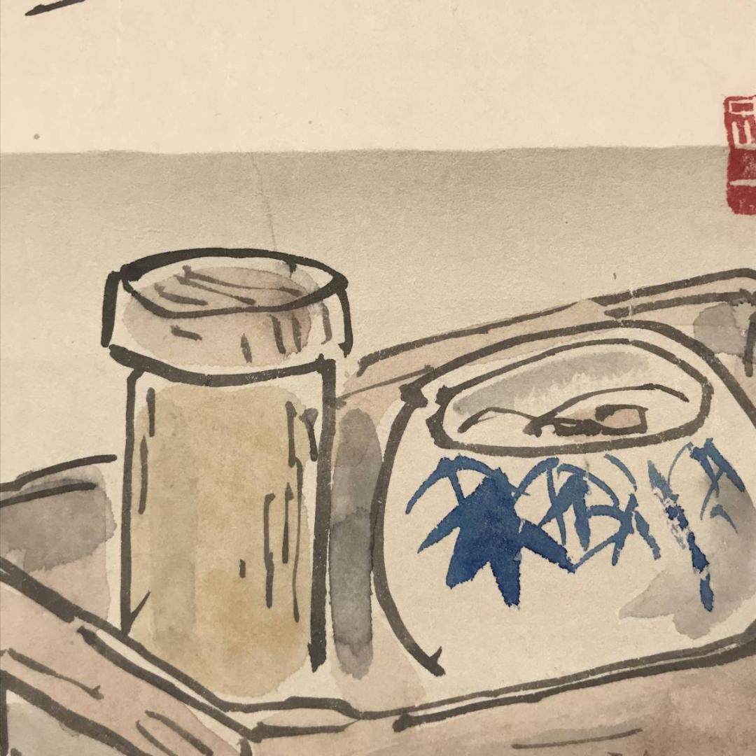 松田忠一/煙草盆画句/たばこ盆図/タバコ盆図/掛軸/名家伝来/AC-420