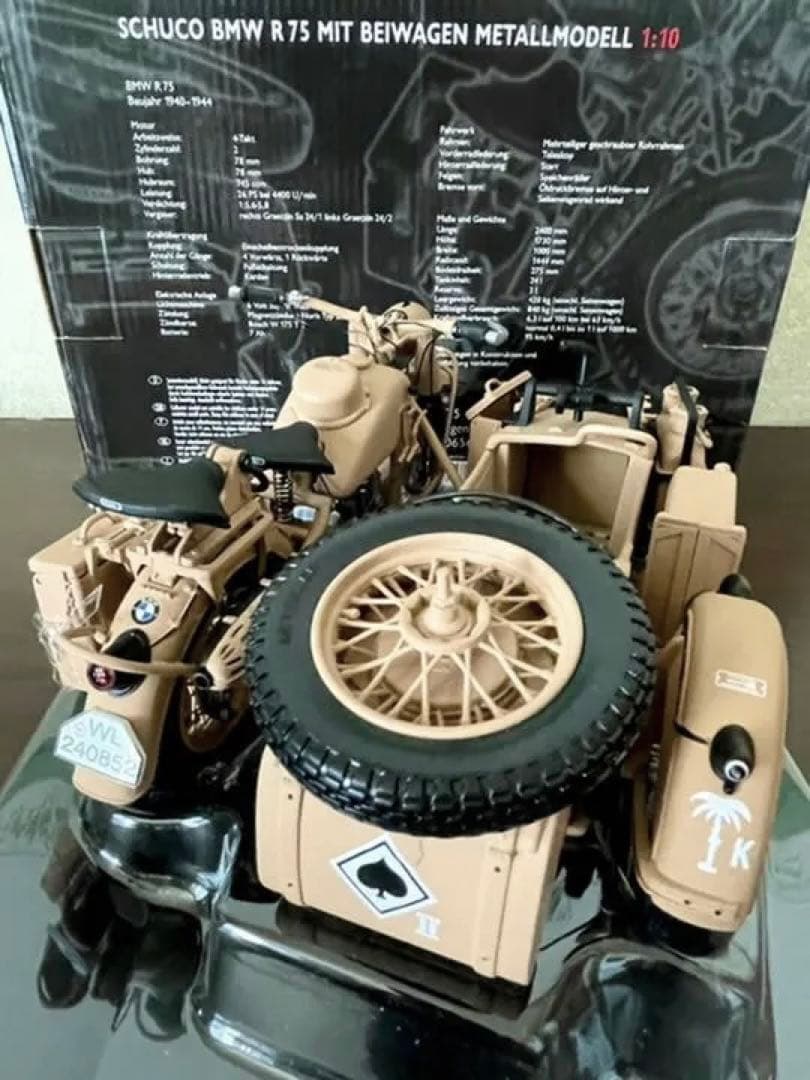 価格変更 1/10 シュコー BMW R75 サイドカー ドイツアフリカ軍団仕様