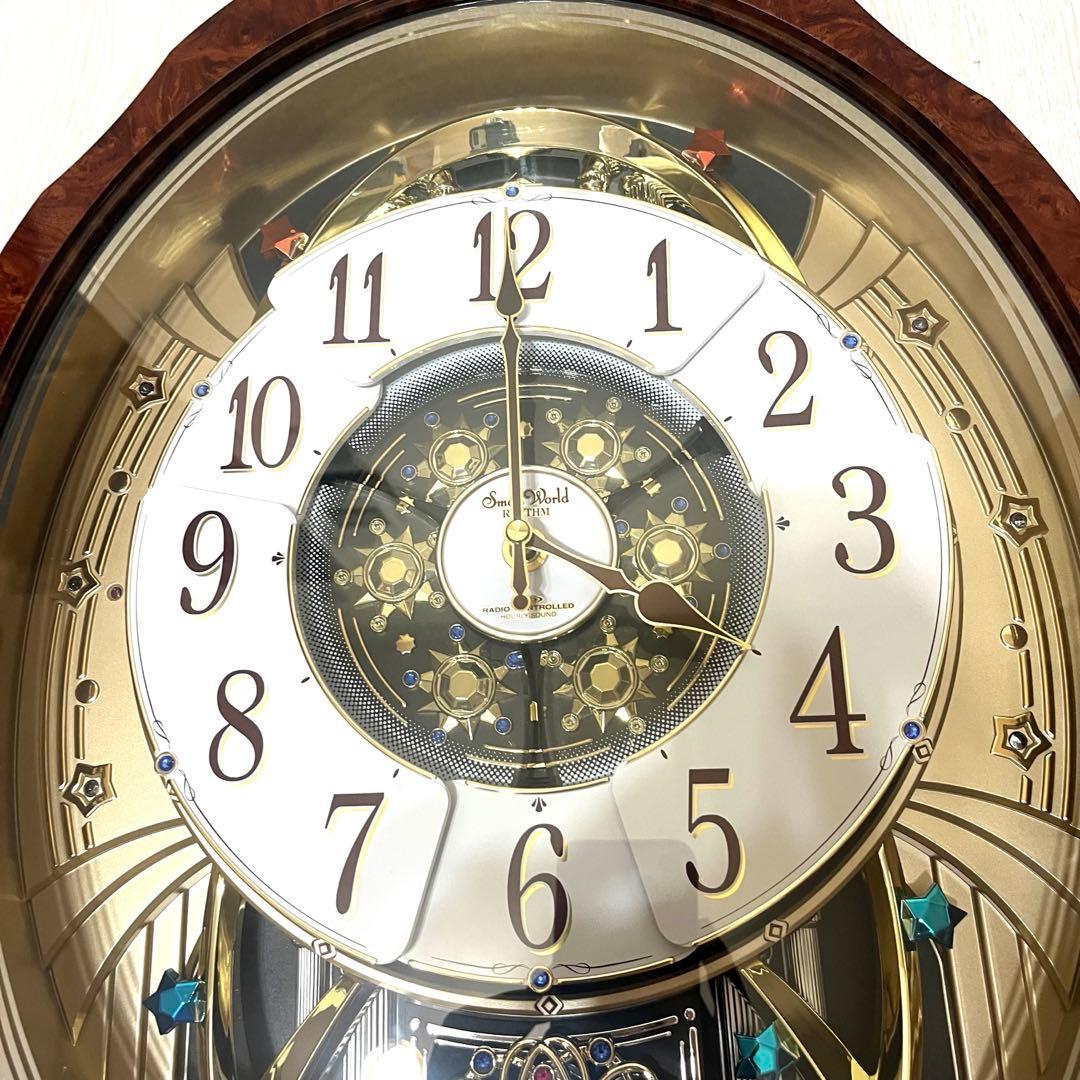 未使用品❗️リズム時計 電波カラクリ掛け時計 スモールワールドブルームGO