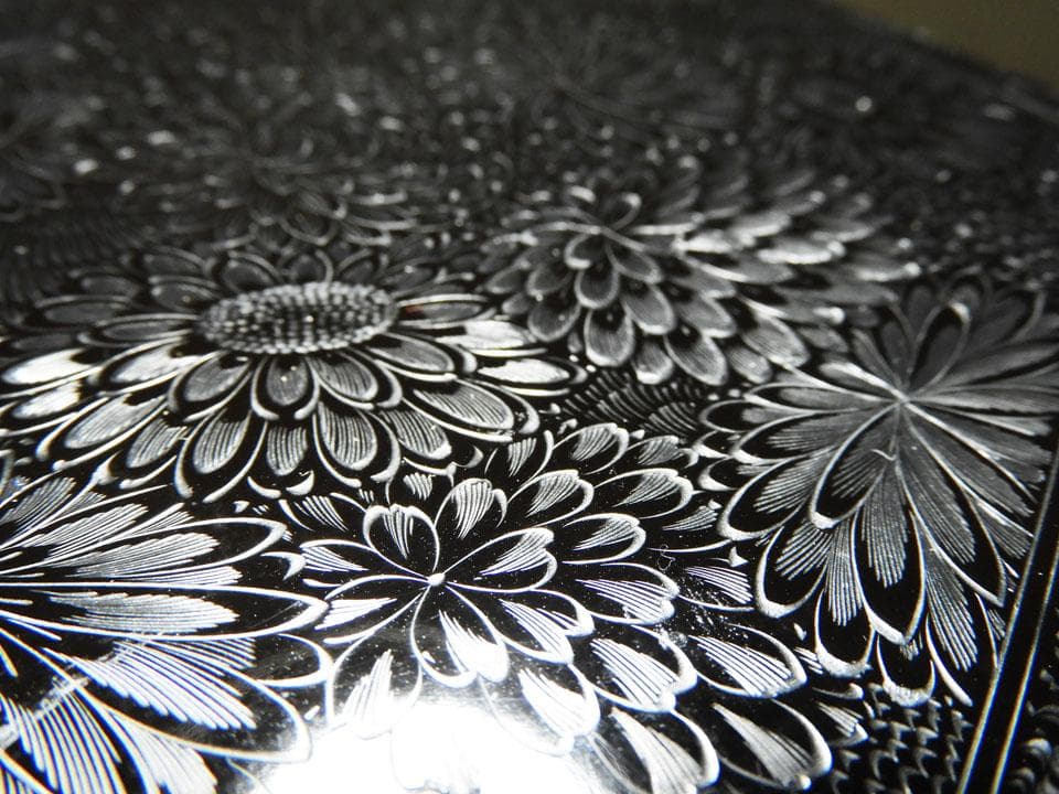 ○旧家名品 三つ重ね 亀甲形 菓子重箱 華やかな菊尽くし 美品