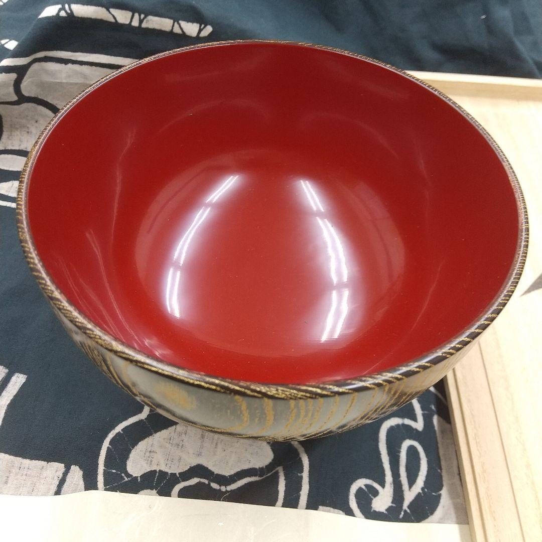 欅神代杢目沈金　合鹿椀　輪島塗　5脚　新品未使用　福田作美作