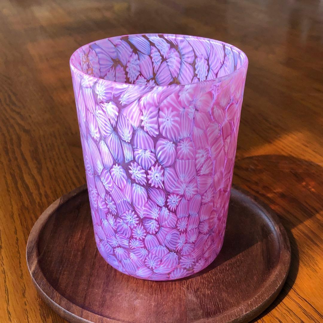 Muranoムラノ ミルフィオリ ベネチアングラス ペーパーウェイトとグラス