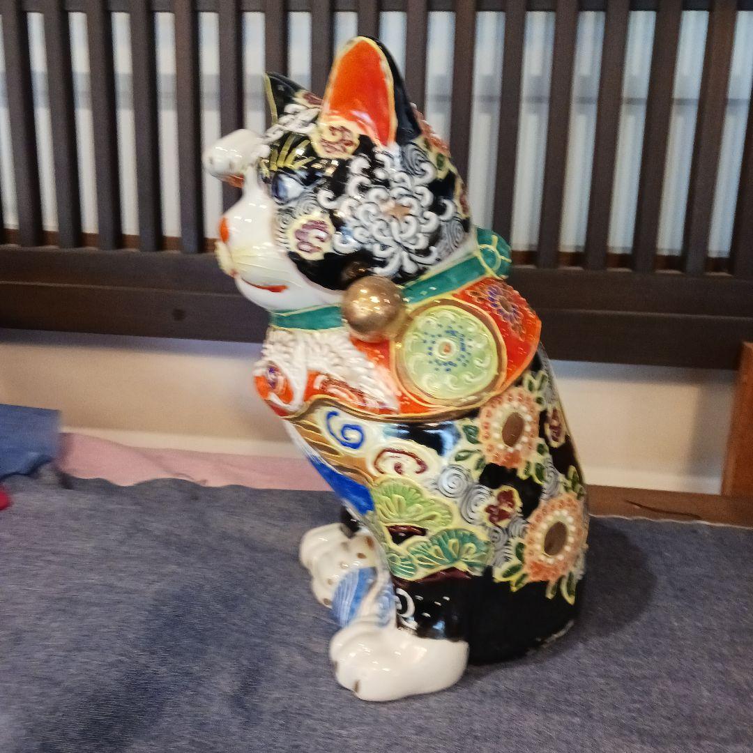 九谷焼 盛絵付け招き猫 高さ29cm 米田陶香堂】九谷焼 盛絵付け招き猫 |