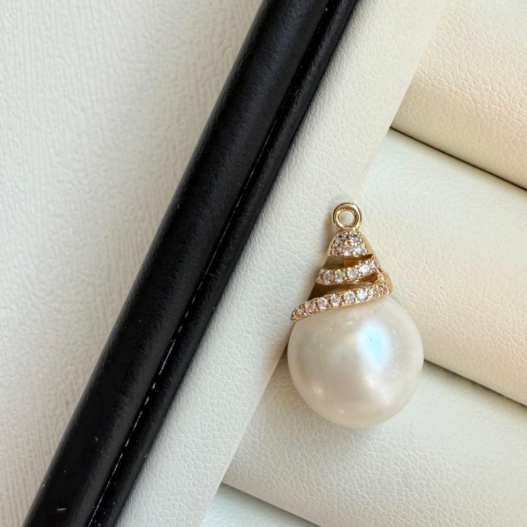 本真珠 エジソンパール ペンダントトップ ほぼラウンド ネックレス用