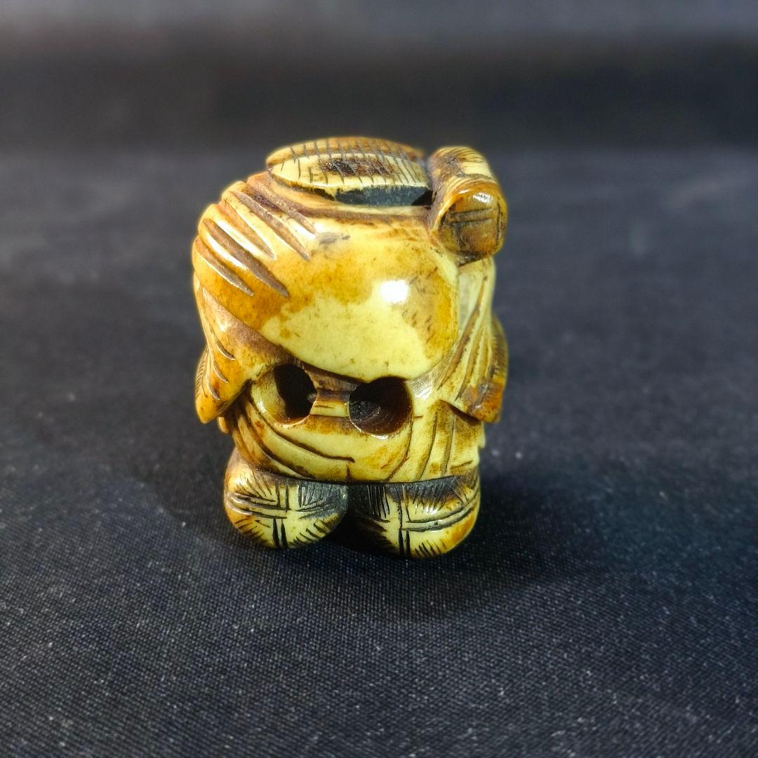 江戸根付 弁天様 天然素材 手彫り 無銘 骨董 古美術 蒐集家放出