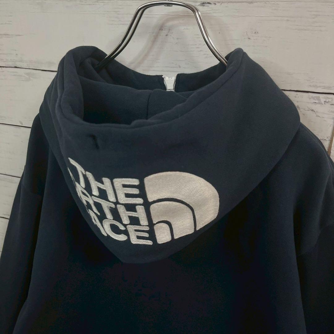 1【希少XL】ノースフェイス☆フード刺繍ビッグロゴ リアビュー☆7414