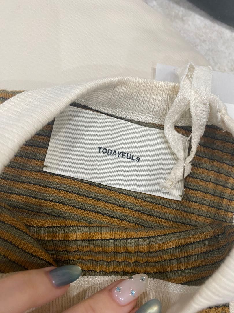 TODAYFUL マルチボーダーリブタンクトップ　新品タグ付き