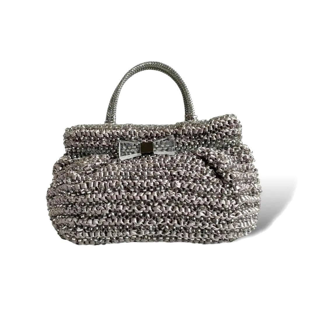 アンテプリマ ショルダーバッグ ハンド チェーン 2WAY リボン シルバー