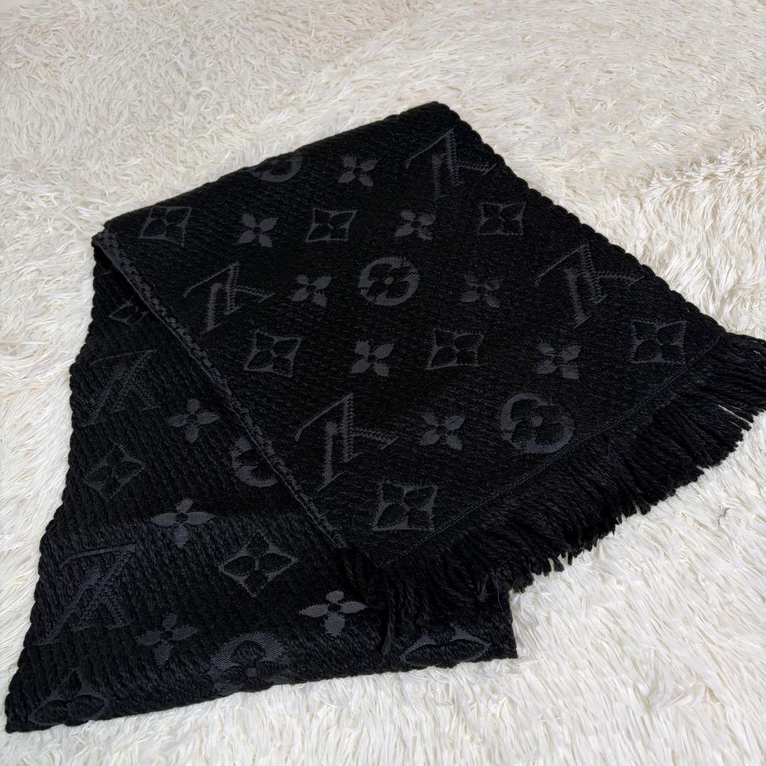 美品✨ルイヴィトン モノグラム マフラー エシャルプ ロゴマニブラック