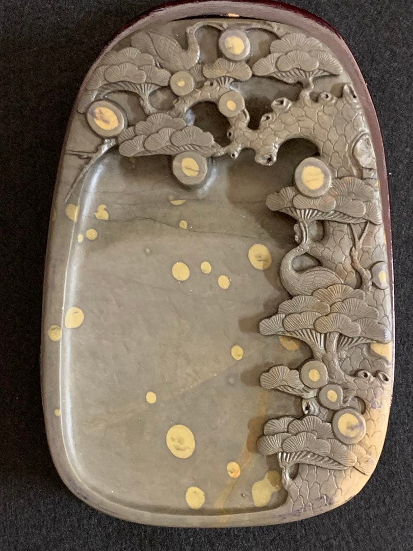 端渓名硯 中国硯 木箱入り 石目高級硯石 石筋模様 石眼