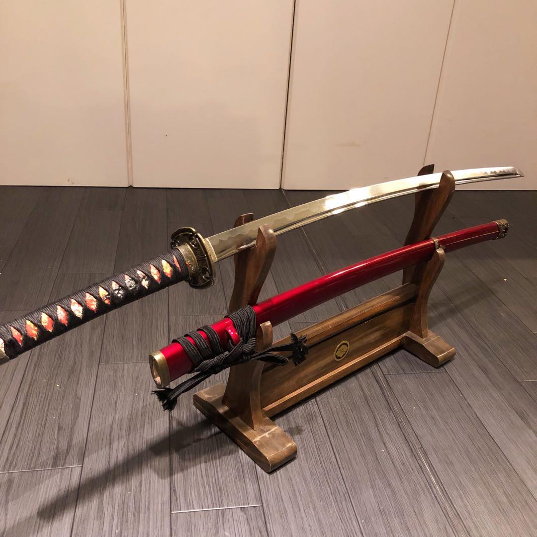 高級模造刀　居合刀　樋入刀身　合金刀身　朱拵え