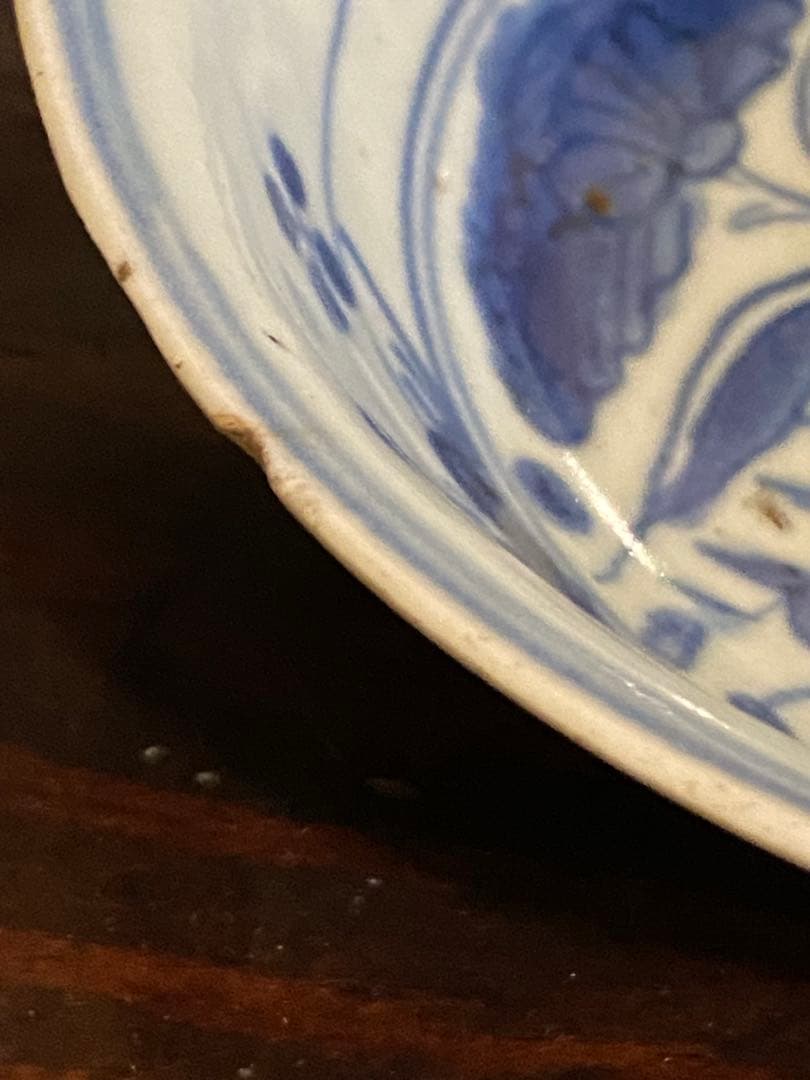 水草水禽文 古染付 平鉢 美術品・アンティーク・コレクション