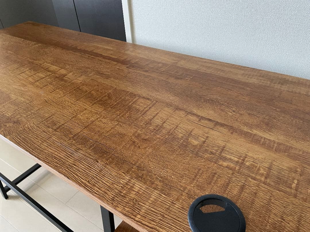 120×50cm パソコンデスク ラック付デスク ブラックオーク アイアン