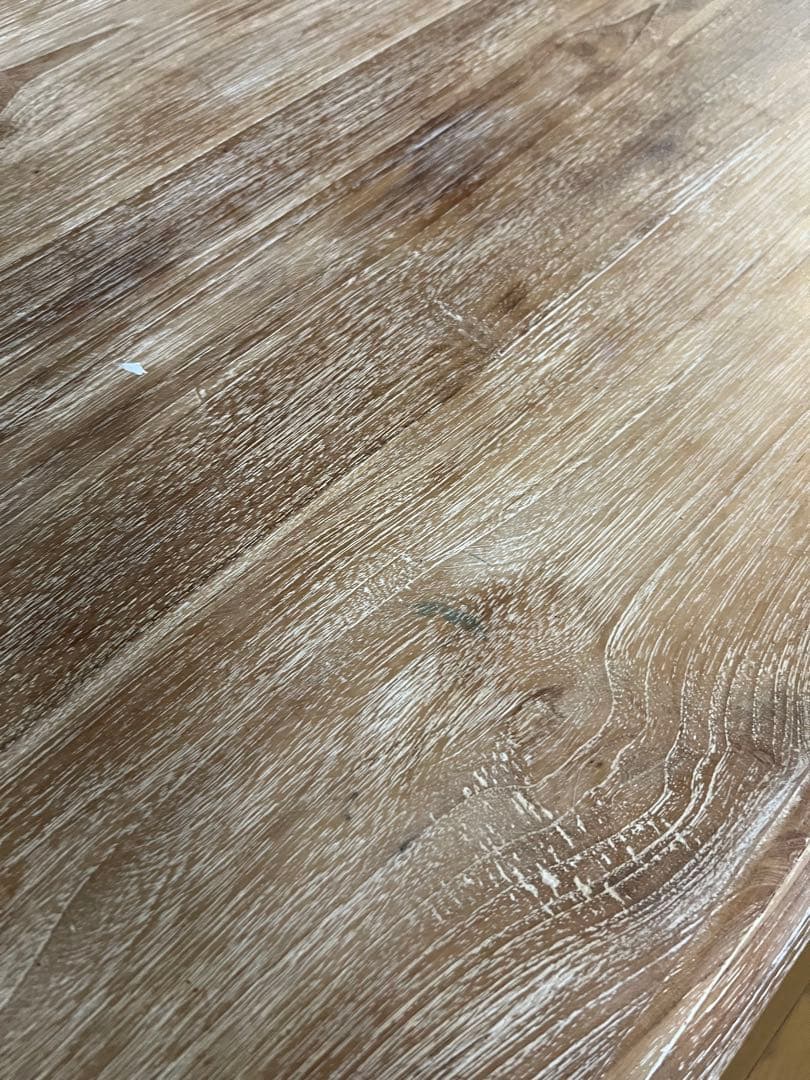 チーク ダイニングテーブル 180cm ナチュラルホワイト 無垢材