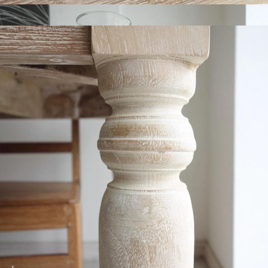 チーク ダイニングテーブル 180cm ナチュラルホワイト 無垢材