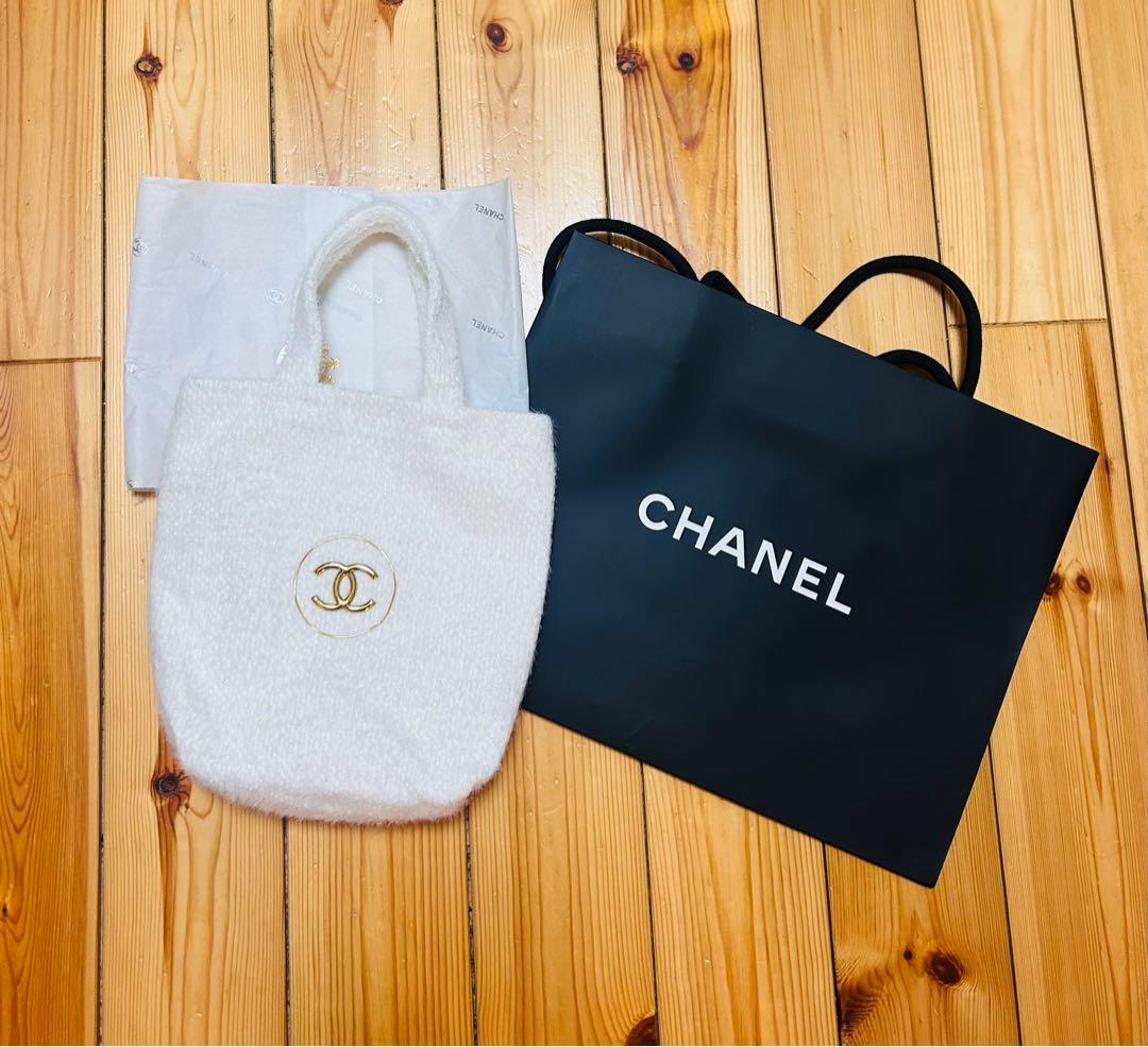シャネル CHANEL ノベルティミニトートバッグ ラメホワイト 新品