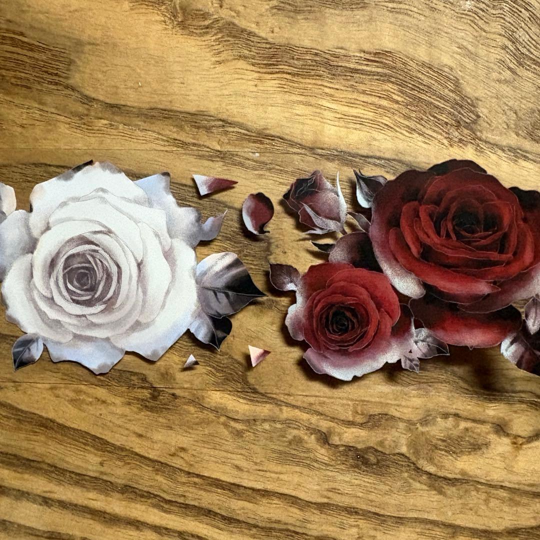 NO.733】海外マステ PET ローズ 薔薇 暗黒 コラージュ おすそ分け