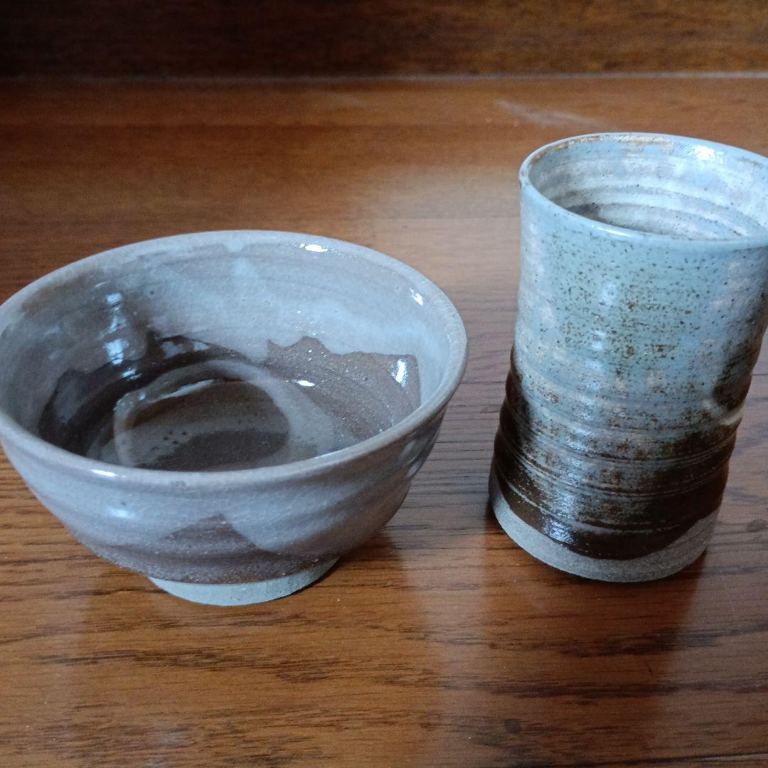 水野達蔵　 粉引茶碗 粉引湯呑