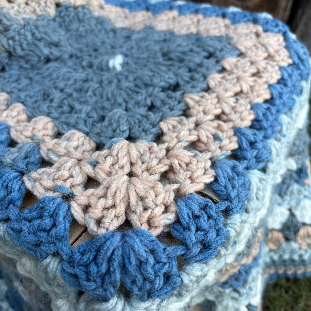 USA vintage】グラニースクエア グラニーブランケット ブルー