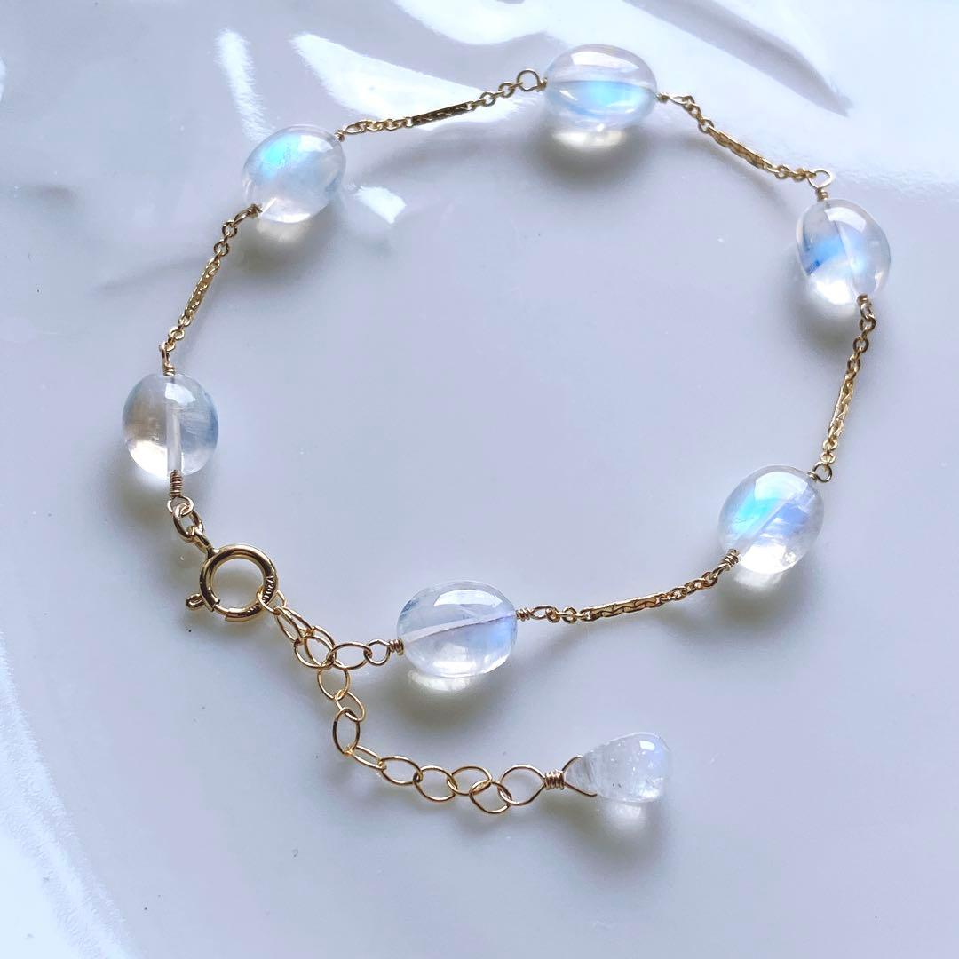 桃色の雲◆ロイヤルブルームーンストーンブレスレット✧14kgf