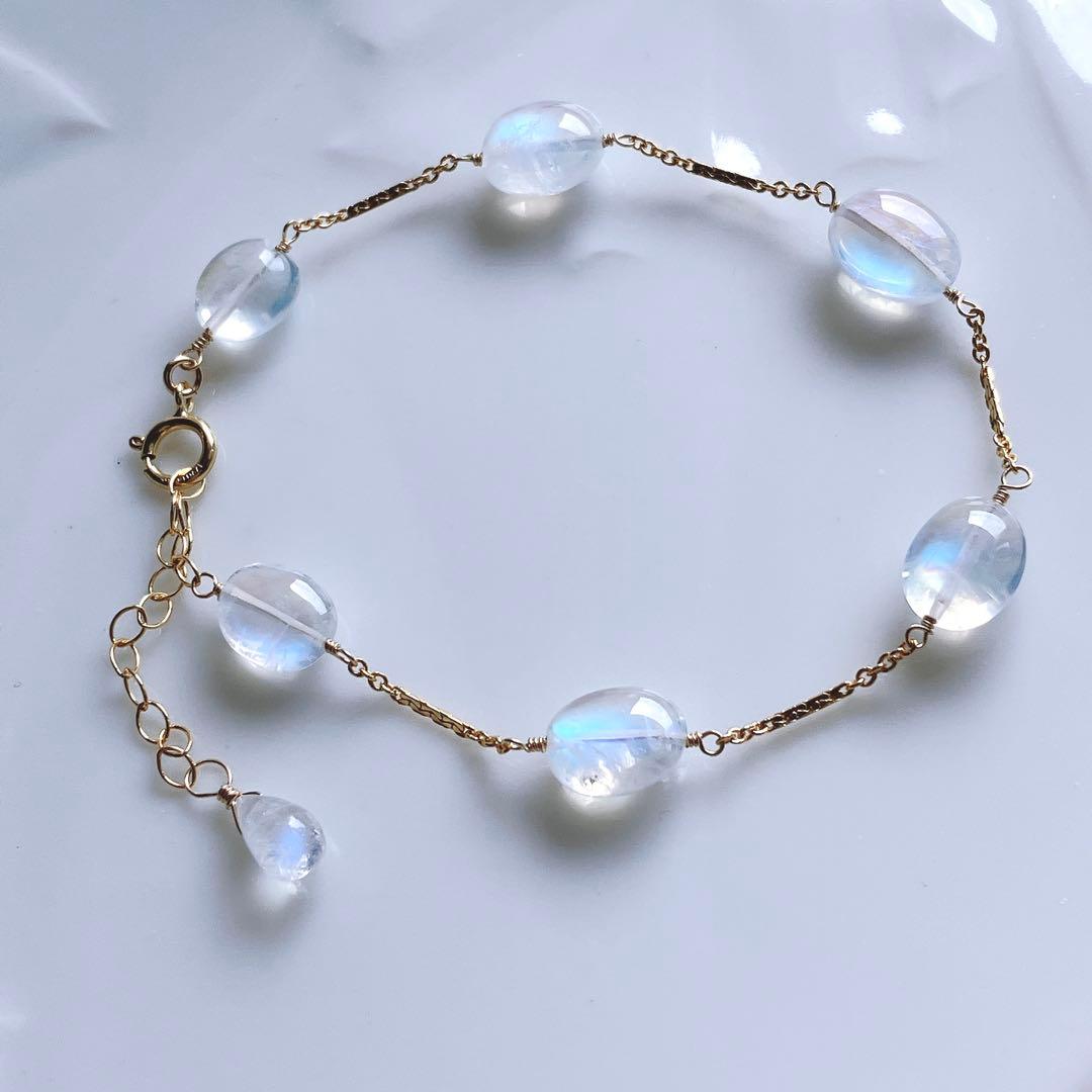 桃色の雲◆ロイヤルブルームーンストーンブレスレット✧14kgf