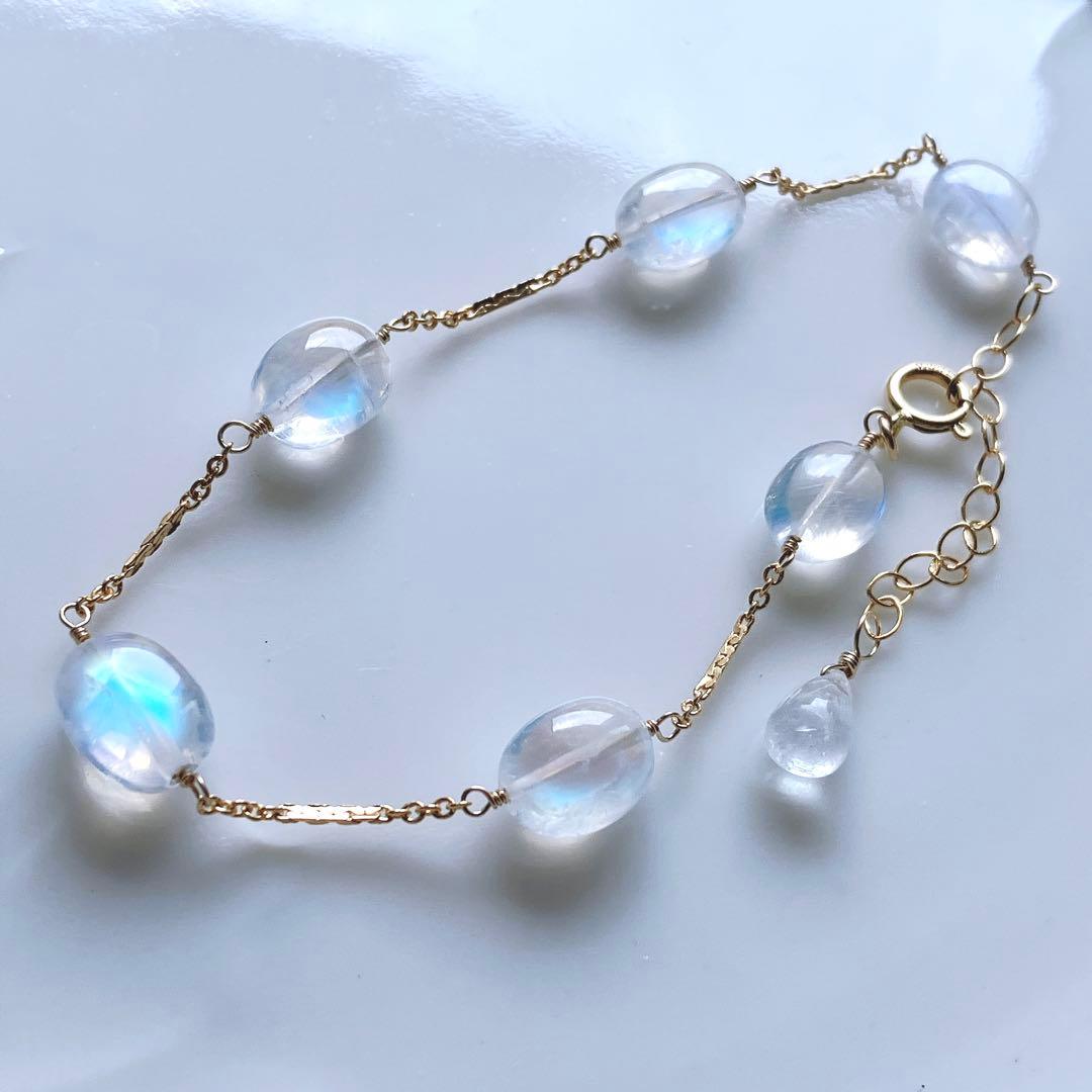 桃色の雲◆ロイヤルブルームーンストーンブレスレット✧14kgf