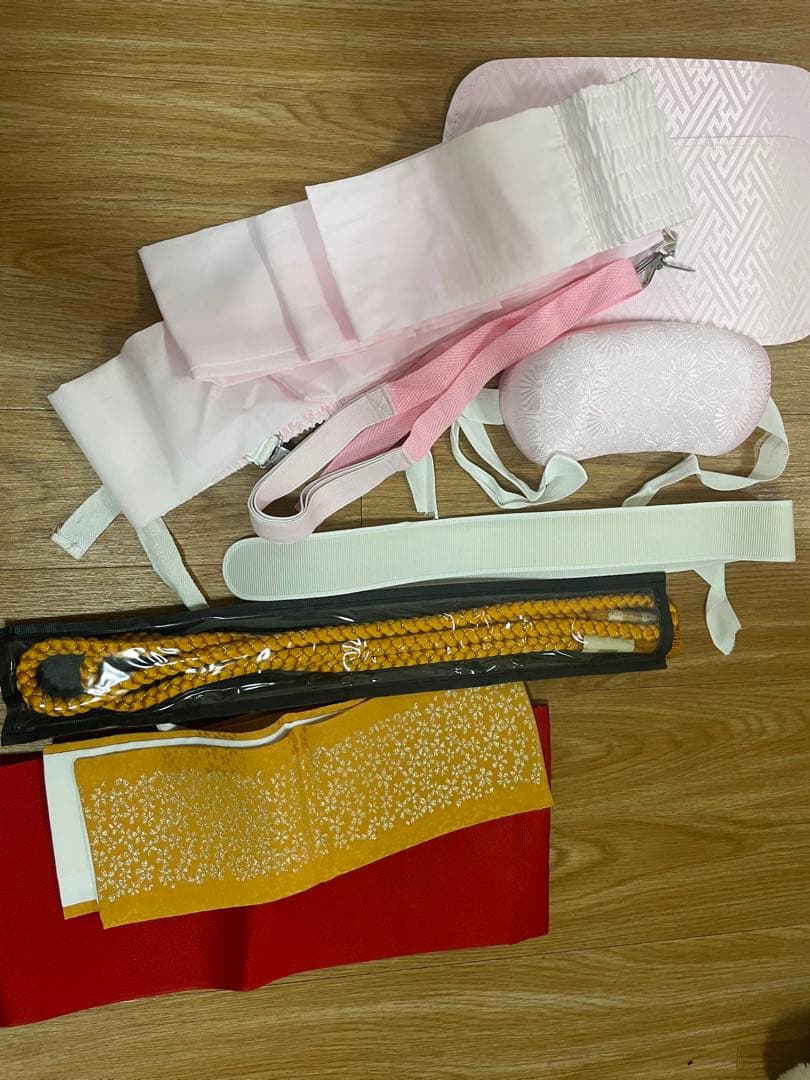 振袖 赤 成人式卒業式 着物帯2点セット